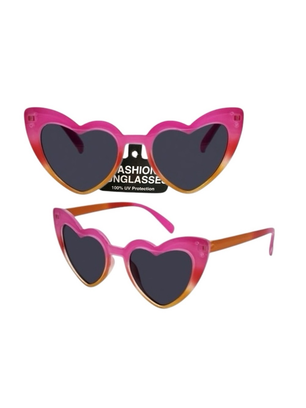Heart Shaped Full Rim Pink Orange Yellow Frame Sunglasses